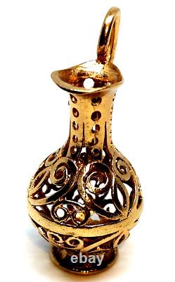 Large Ornate Jug Charm Fob Pendant Solid 9 ct Gold Pitcher Water Wine Server