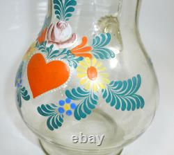 Large Pitcher with Enamel Color Painting from about 1900 Water Jug Farmer's Jug