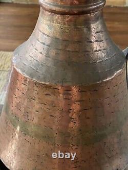 Large Primitive Copper Hammered Forged Jug Pitcher Vessel Antique Water Wine