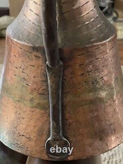 Large Primitive Copper Hammered Forged Jug Pitcher Vessel Antique Water Wine