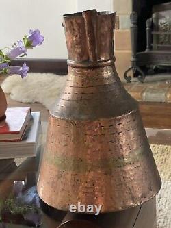 Large Primitive Copper Hammered Forged Jug Pitcher Vessel Antique Water Wine