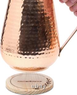 Large Pure Copper Pitcher (70 Oz. /2000 Ml) with 2 Tumblers for Drinking Water