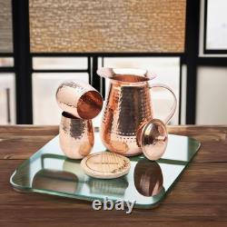 Large Pure Copper Pitcher (70 Oz. /2000 Ml) with 2 Tumblers for Drinking Water
