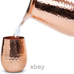 Large Pure Copper Pitcher (70 Oz. /2000 Ml) with 2 Tumblers for Drinking Water