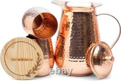Large Pure Copper Pitcher (70 Oz. /2000 Ml) with 2 Tumblers for Drinking Water