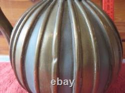 Large Vintage Brass Metal Water pitcher jug container Striped design round ball