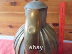 Large Vintage Brass Metal Water pitcher jug container Striped design round ball