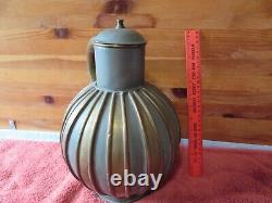 Large Vintage Brass Metal Water pitcher jug container Striped design round ball