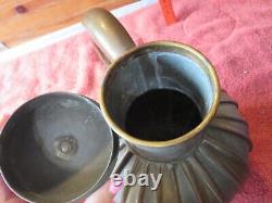 Large Vintage Brass Metal Water pitcher jug container Striped design round ball