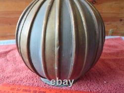 Large Vintage Brass Metal Water pitcher jug container Striped design round ball
