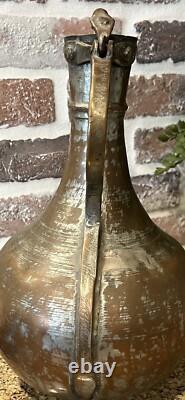 Large Vintage Rustic Hammered Turkish Ibrik Water Pitcher Jug Boho Vase NO LID