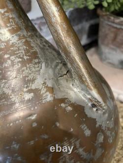 Large Vintage Rustic Hammered Turkish Ibrik Water Pitcher Jug Boho Vase NO LID