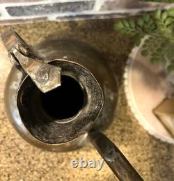 Large Vintage Rustic Hammered Turkish Ibrik Water Pitcher Jug Boho Vase NO LID
