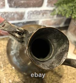 Large Vintage Rustic Hammered Turkish Ibrik Water Pitcher Jug Boho Vase NO LID