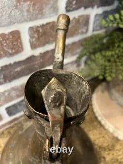 Large Vintage Rustic Hammered Turkish Ibrik Water Pitcher Jug Boho Vase NO LID