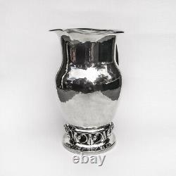 Large Water Pitcher Arts and Crafts Blossom and Grape Designs Sterling Silver