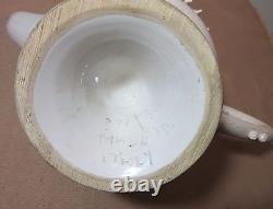 Large rare antique handmade Italian pottery teapot shaped water pitcher jug