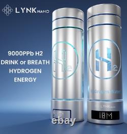 LynkNano 9000ppb Hydrogen H2 Water Bottle PORTABLE & DIGITAL Drink Cup + Inhaler