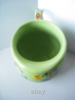 MacKenzie-Childs Flower Market Green Enamelled Metal Pitcher Water Jug 3 Quarts