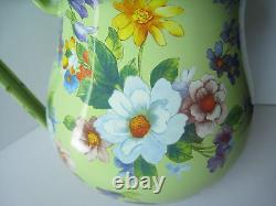 MacKenzie-Childs Flower Market Green Enamelled Metal Pitcher Water Jug 3 Quarts