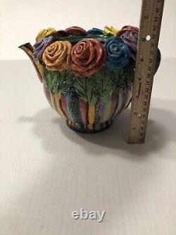 Mary Rose Young Pottery Artist Signed 1991 Rose Watering Jug Vintage