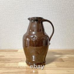 Mashiko Ware Pitcher Jug? Water Injection Water? Persimmon Glaze Flower Vase F