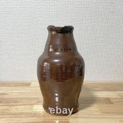 Mashiko Ware Pitcher Jug? Water Injection Water? Persimmon Glaze Flower Vase F