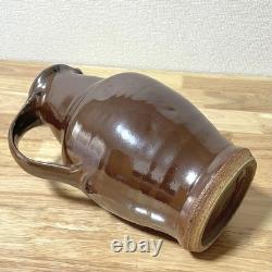 Mashiko Ware Pitcher Jug? Water Injection Water? Persimmon Glaze Flower Vase F