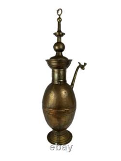 Massive 40 Antique Handcrafted Turkish Star Copper Plated Tin Water Pitcher Jug
