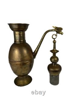 Massive 40 Antique Handcrafted Turkish Star Copper Plated Tin Water Pitcher Jug