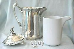 Massive Antique Reed & Barton Iced Water Ice Skating Boy Silver Plate Pitcher