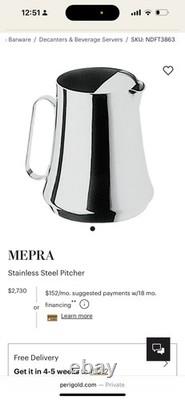Mepra Italy Water Pitcher 18/10 High Quality Stainless Steel