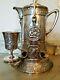 Meriden Silver Co. C1870 Tilting Water Pitcher With Two Goblets Aesthetic Movement