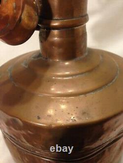 Middle Eastern Jug Ewer Copper Brass Pitcher Ottoman Lidded Water 13.5 VTG