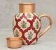 Modern Pure Cooper Pitchers Water Jug Flower Printed Copper Jug With Lid 1500 Ml