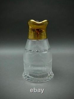 Moser Signed Czech Splendid Gold Trim Cut Crystal Water Pitcher Jug 64 Oz