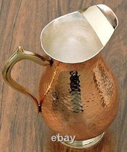 Mughal Jug Water Pitcher Copper Hammered Drinkware 2 L