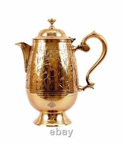 Mughlai Brass Jug Water Pitcher Drinkware Latest Embossed Design 1400 ML