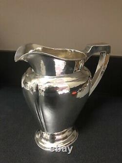 Mulholland Brothers Arts And Crafts Hammered Sterling Water Pitcher Hand Made