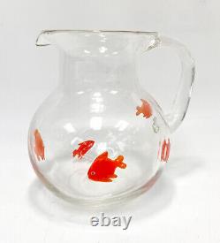 Murano Art Glass Cased Sunfish Water Pitcher, Polished Pontil
