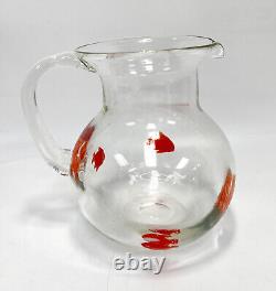 Murano Art Glass Cased Sunfish Water Pitcher, Polished Pontil