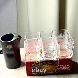 NIKKA whisky cutting 6 glasses water jug 1 pitcher Massan Japan vtg With box