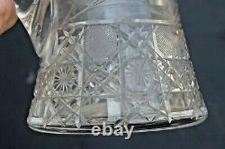 + Nice Heavy Cut Crystal Pitcher, Water Jug, 12 1/2 ht. + (CU273) chalice co