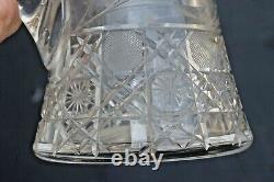 + Nice Heavy Cut Crystal Pitcher, Water Jug, 12 1/2 ht. + (CU273) chalice co