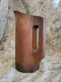 Old Vtg Antique Primitive Wood Pitcher Carved Carafe Water Rustic Jug Decor