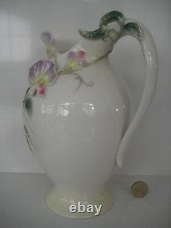 Ornate Franz Porcelain Pretty Sweet Pea Large Jug Pitcher Lemonade Water Fz00411