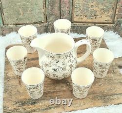 P. REGOUT Maastricht milk water chocolate Pitcher Jug Pot Can Gold with 7 Mugs