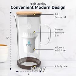PH Restore Glass Alkaline Water Pitcher Long Lasting Water Filter Pitcher w