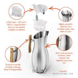 PH Vitality Stainless Steel Alkaline Water Pitcher Silver