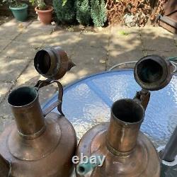 Pair of Antique Islamic Ottoman Turkish Copper Large Storage Water Jug Pitcher